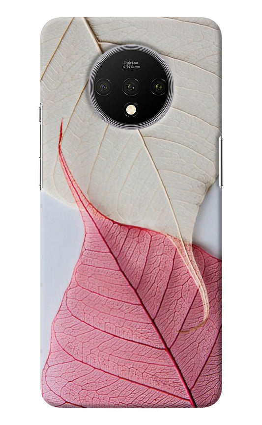 White Pink Leaf Oneplus 7T Back Cover