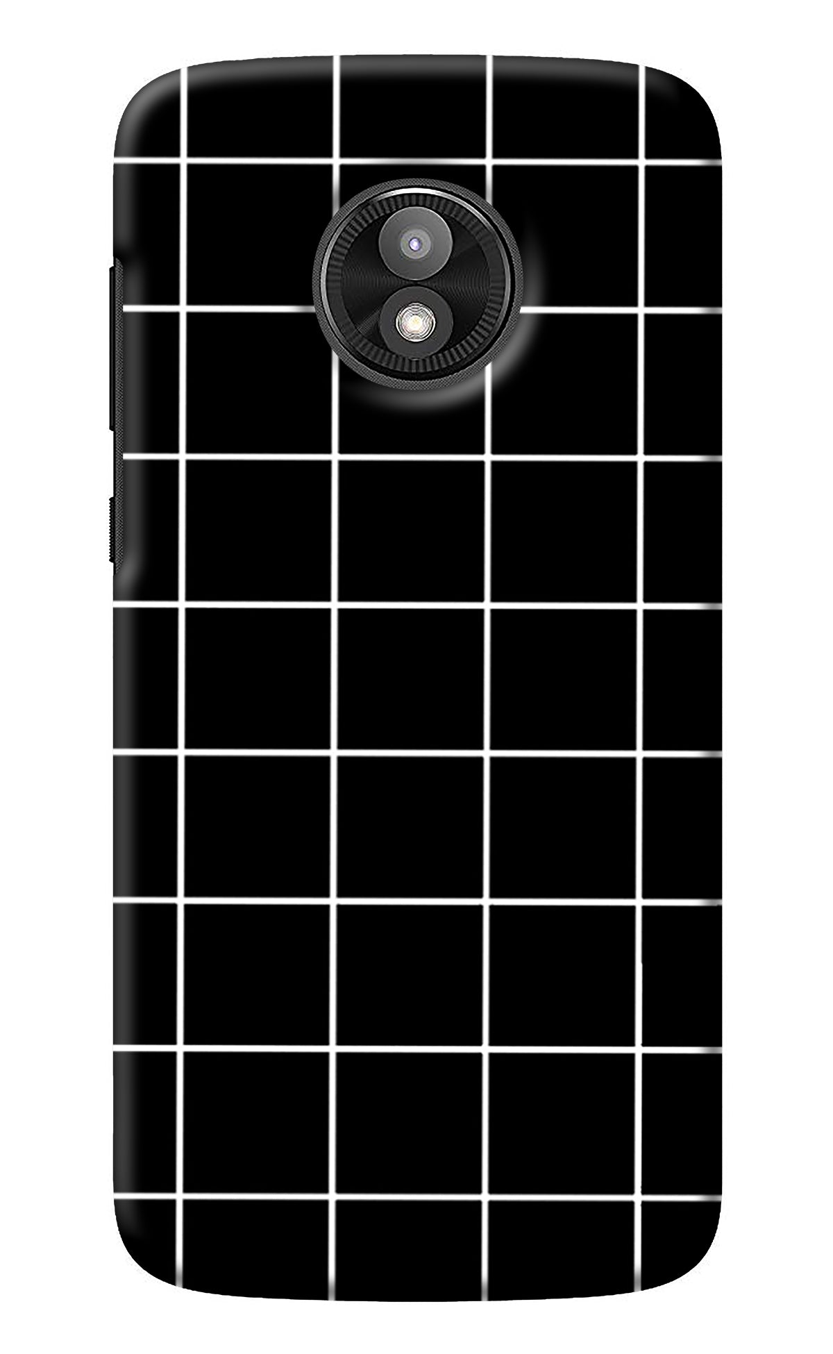 White Grid Moto E5 Play Back Cover