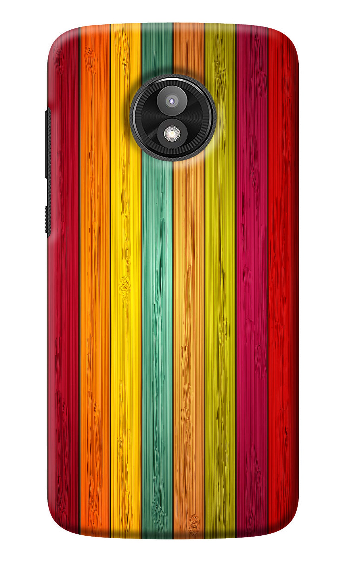 Multicolor Wooden Moto E5 Play Back Cover