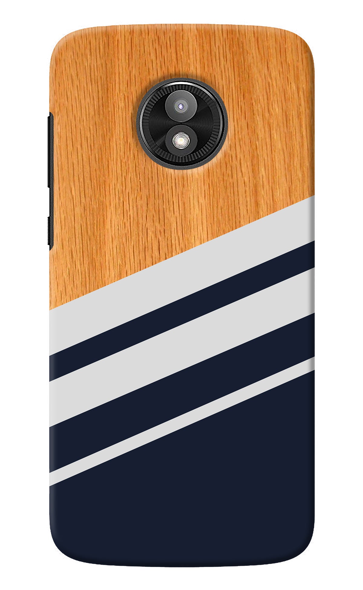 Blue and white wooden Moto E5 Play Back Cover