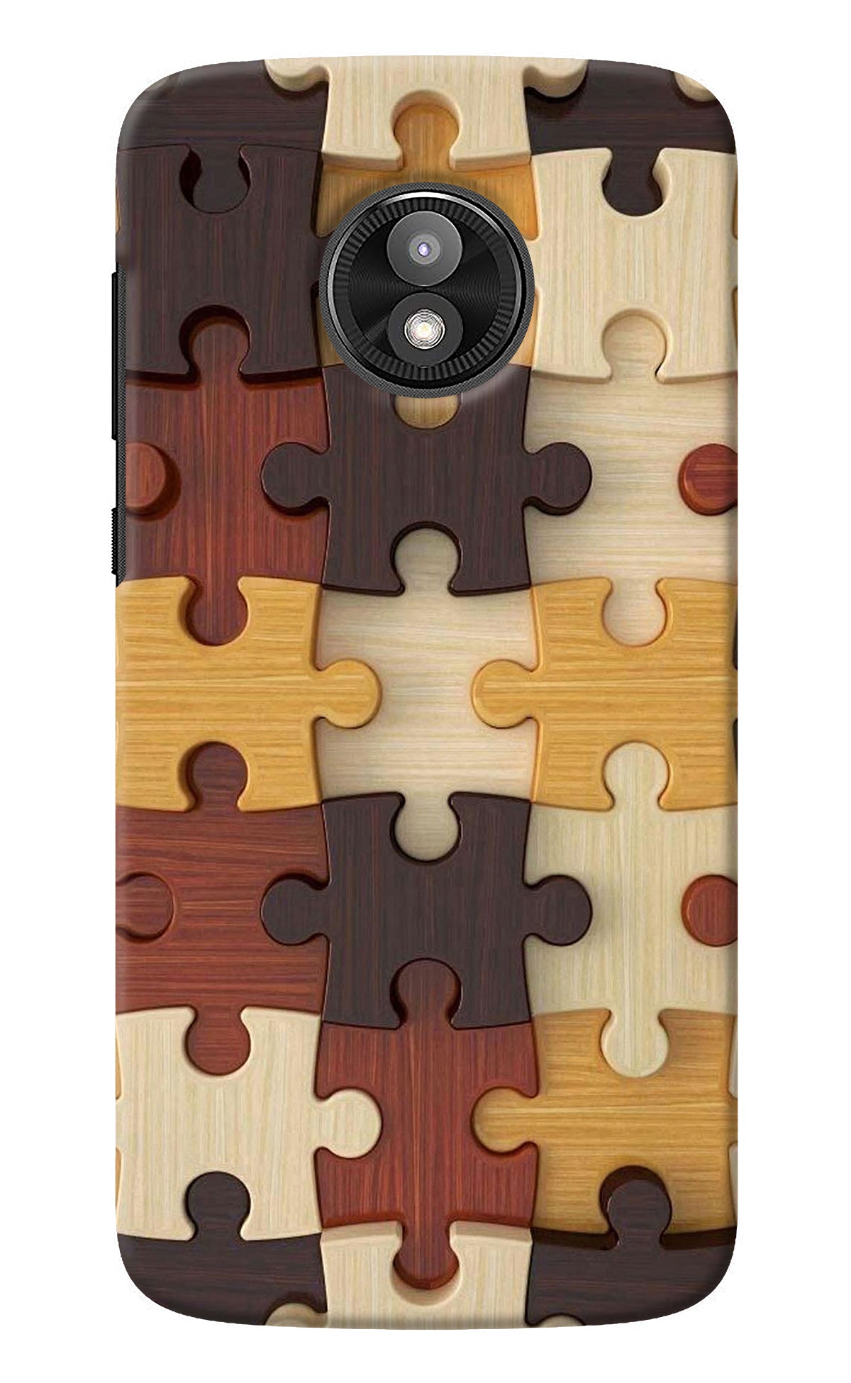 Wooden Puzzle Moto E5 Play Back Cover