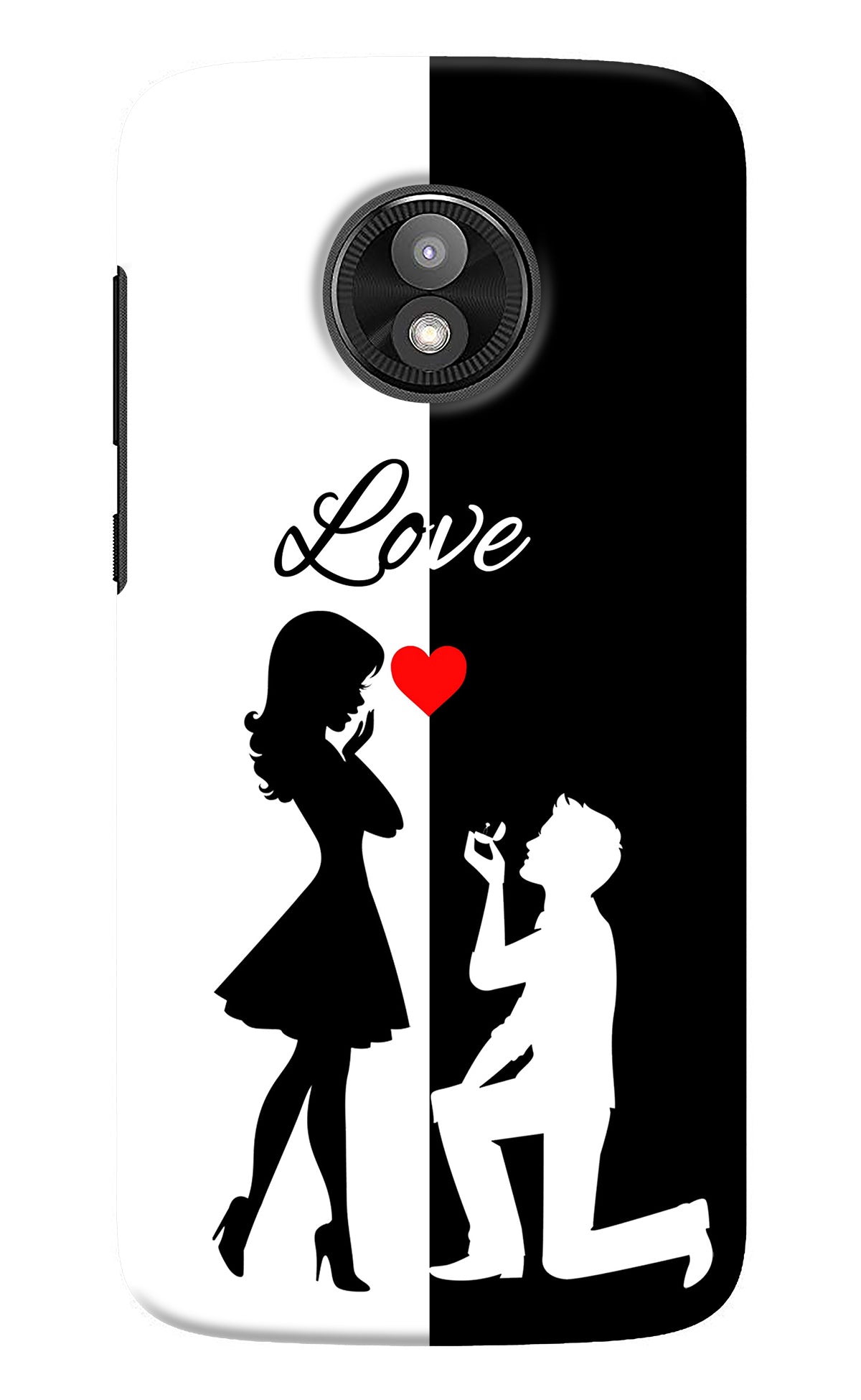 Love Propose Black And White Moto E5 Play Back Cover