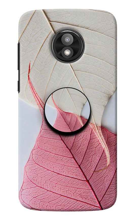 White Pink Leaf Moto E5 Play Pop Case