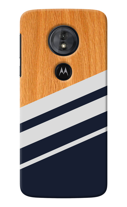 Blue and white wooden Moto G6 Play Back Cover