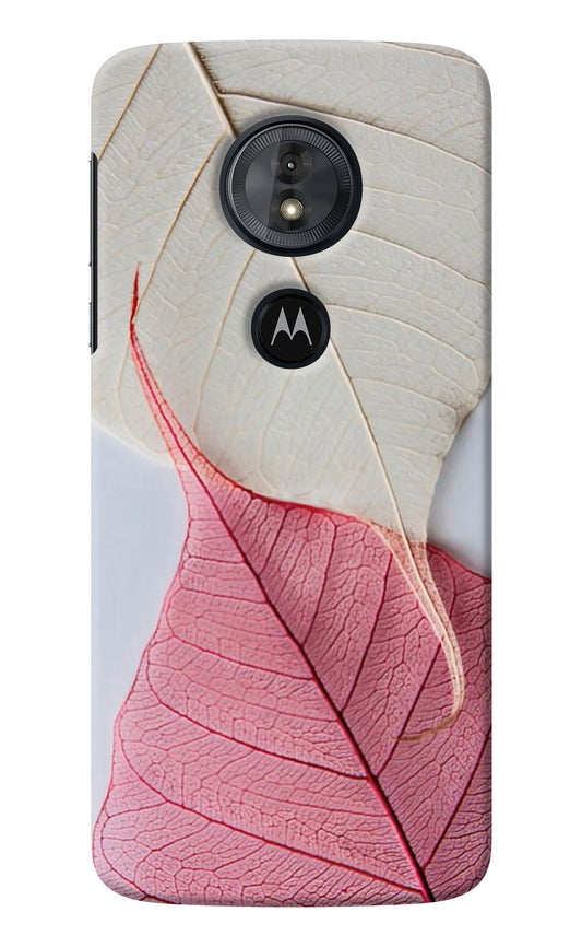 White Pink Leaf Moto G6 Play Back Cover