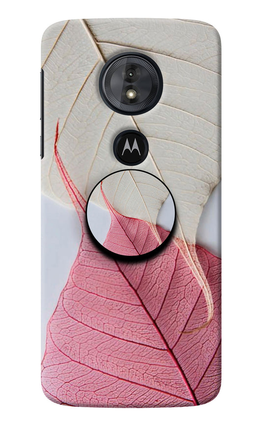 White Pink Leaf Moto G6 Play Pop Case
