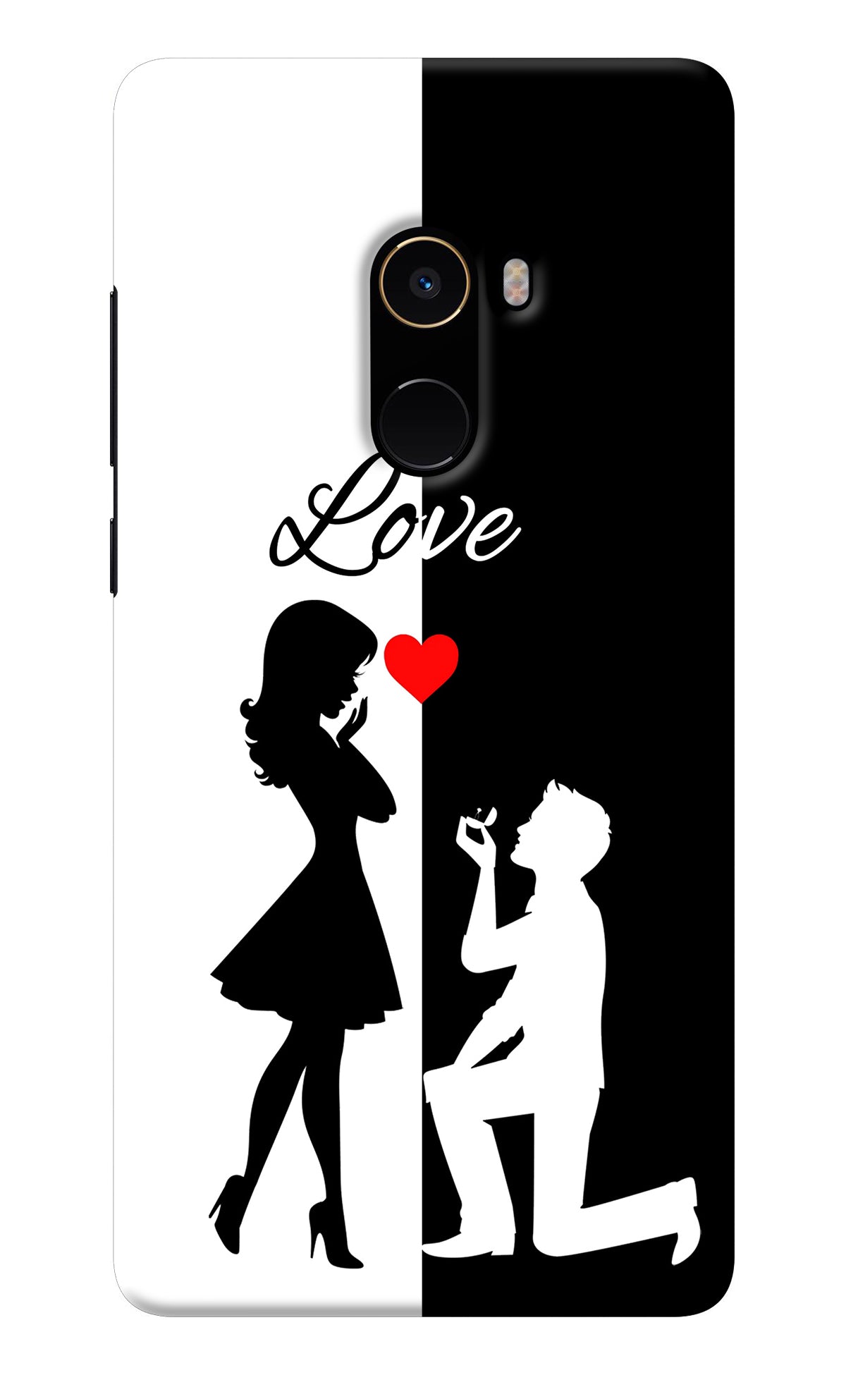 Love Propose Black And White Mi Mix 2 Back Cover