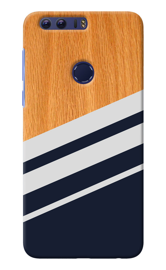 Blue and white wooden Honor 8 Back Cover