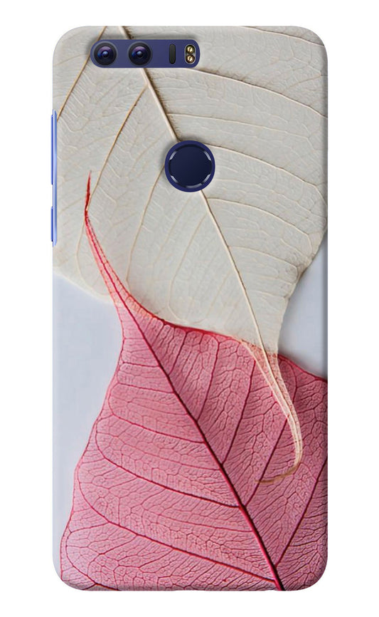 White Pink Leaf Honor 8 Back Cover