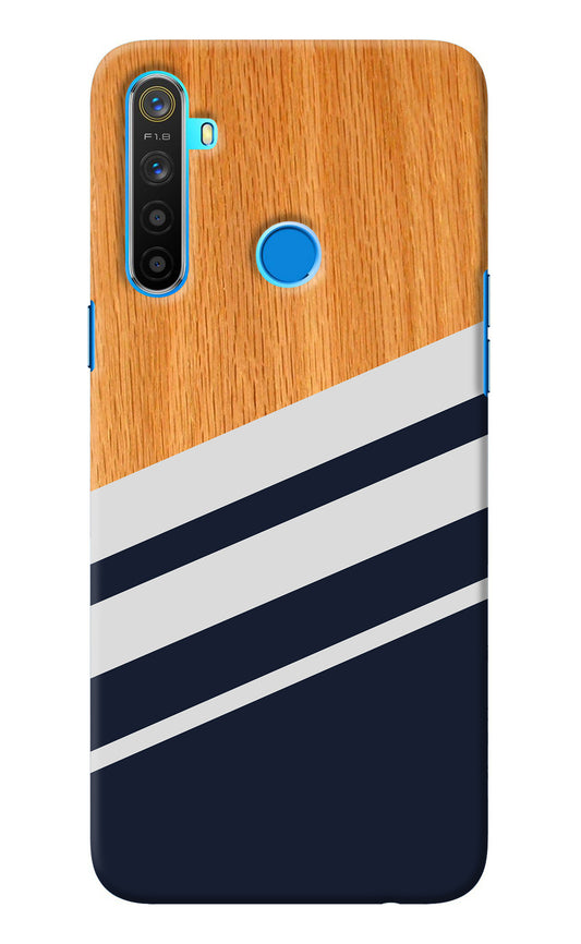 Blue and white wooden Realme 5/5i/5s Back Cover