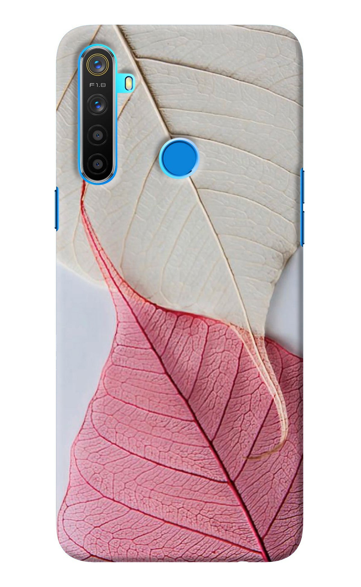 White Pink Leaf Realme 5/5i/5s Back Cover