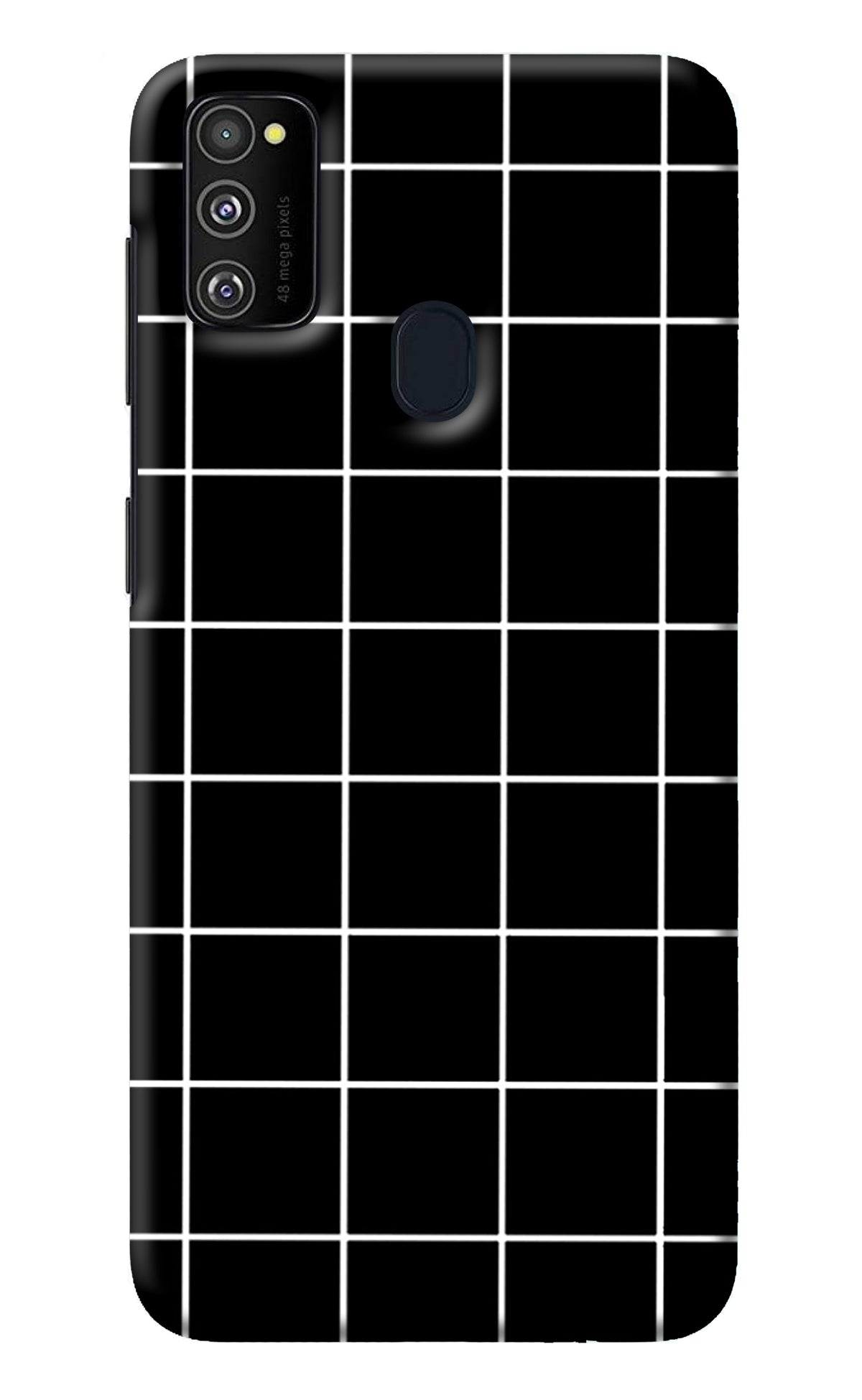 White Grid Samsung M30s Back Cover