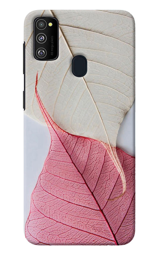 White Pink Leaf Samsung M30s Back Cover