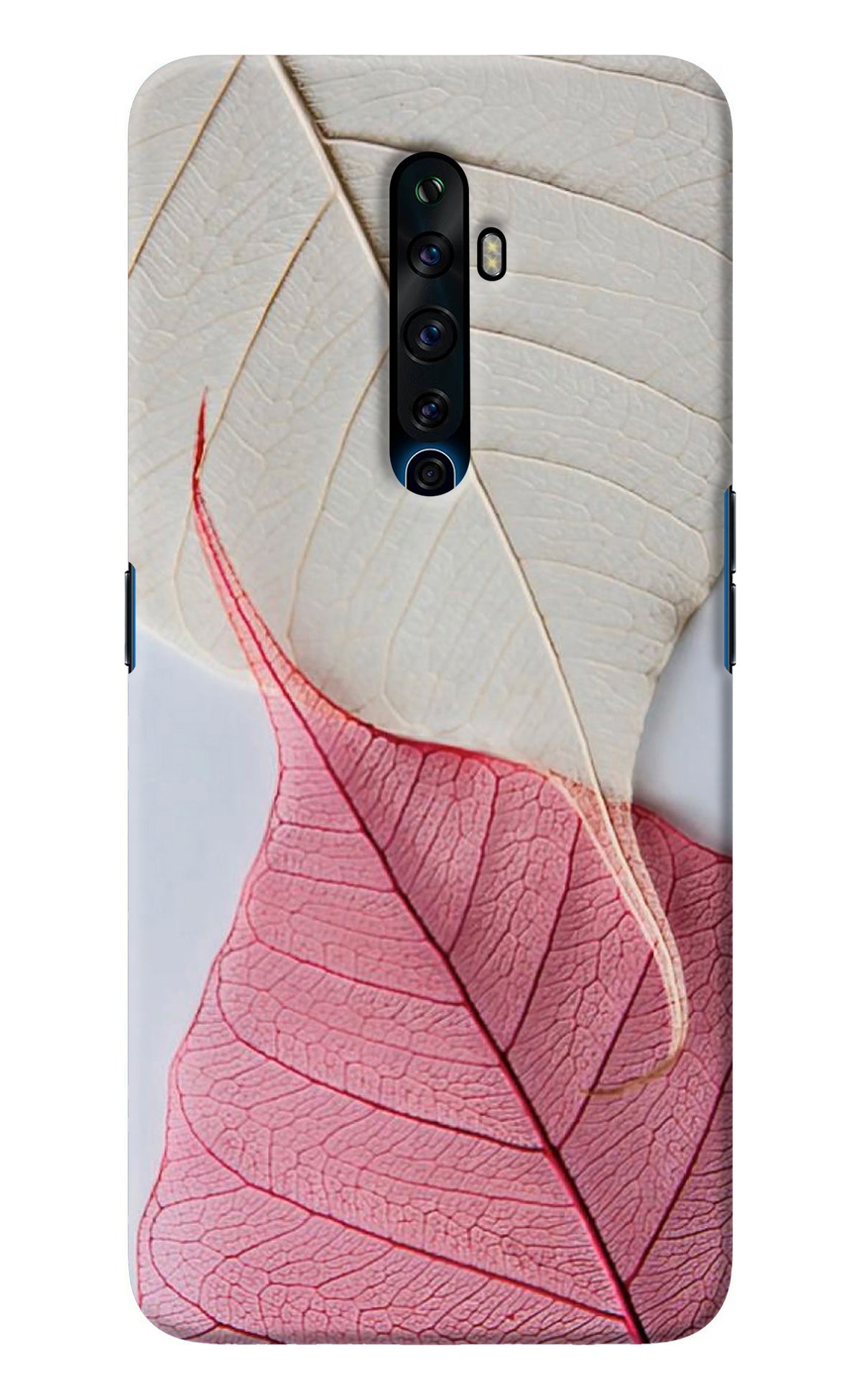 White Pink Leaf Oppo Reno2 Z Back Cover