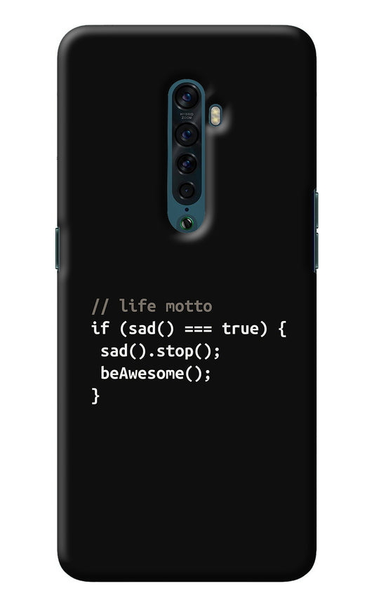 Life Motto Code Oppo Reno2 Back Cover