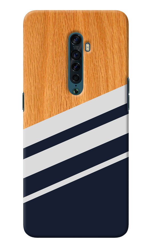 Blue and white wooden Oppo Reno2 Back Cover