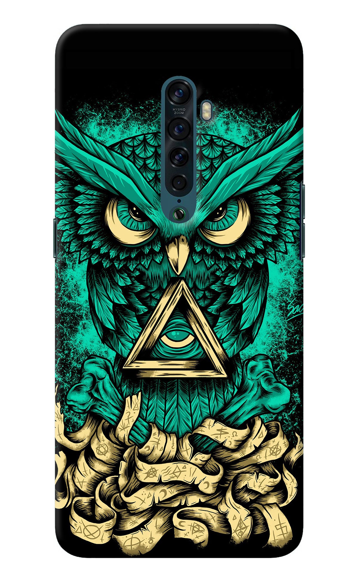Green Owl Oppo Reno2 Back Cover