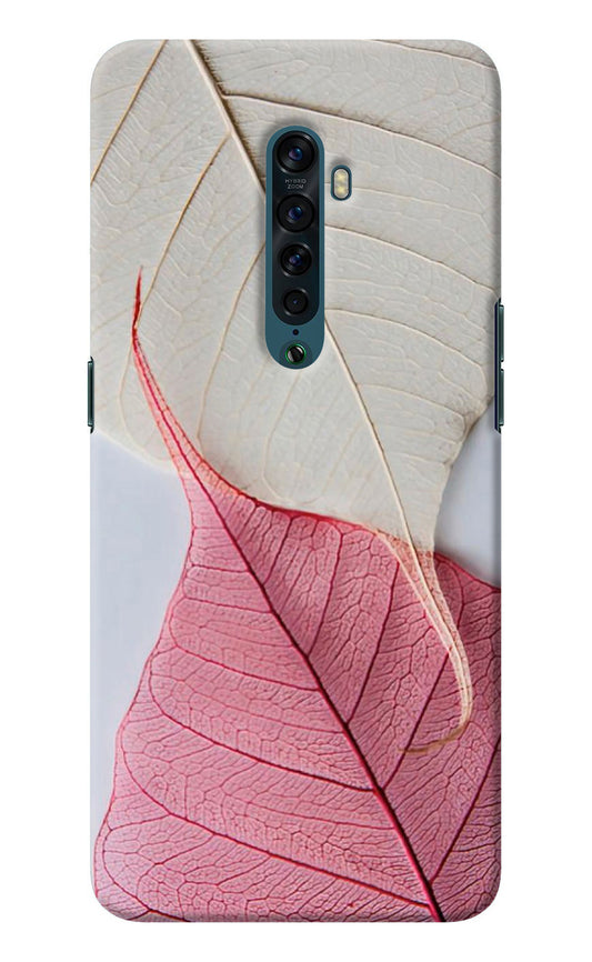 White Pink Leaf Oppo Reno2 Back Cover