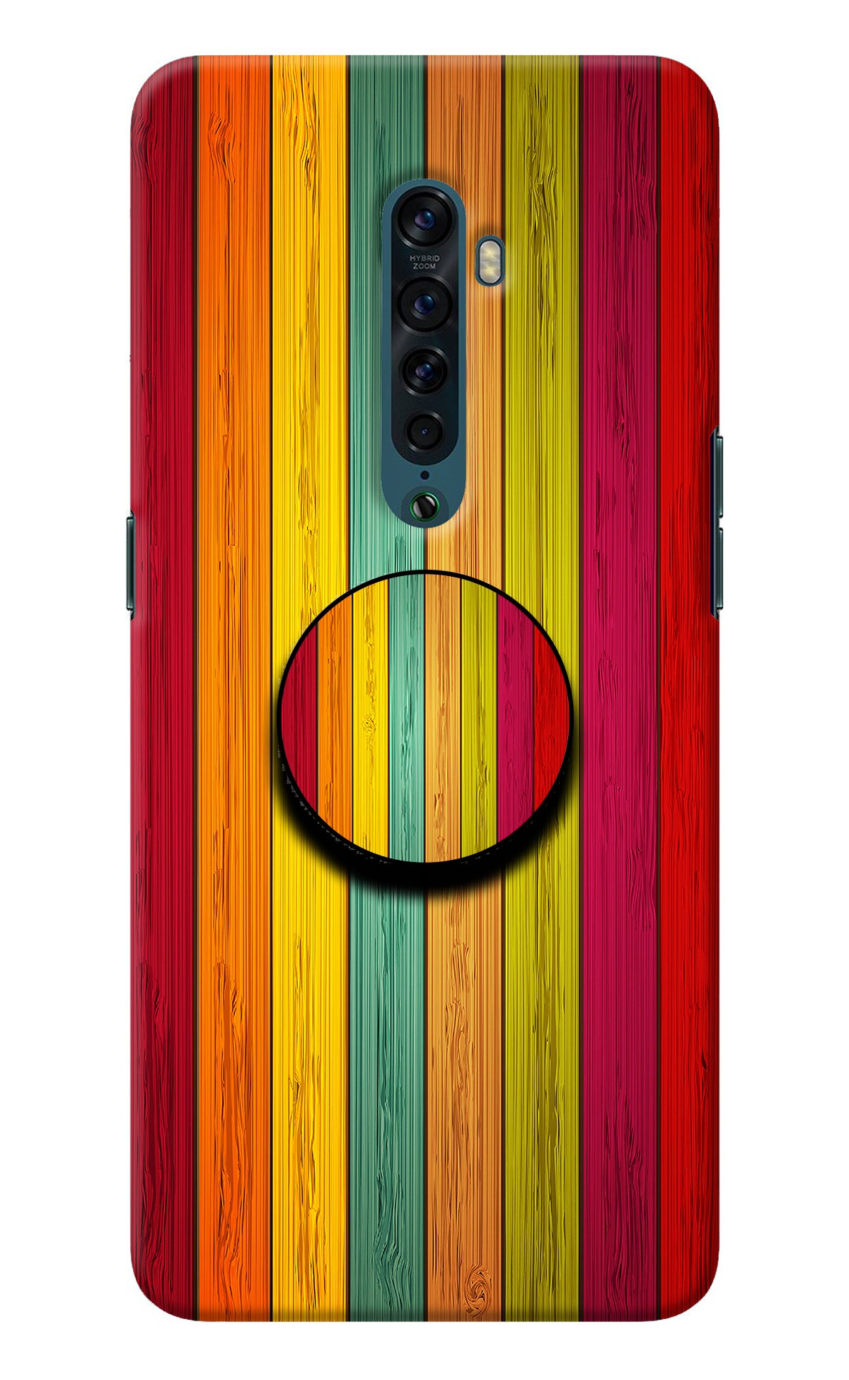 Multicolor Wooden Oppo Reno2 Pop Case