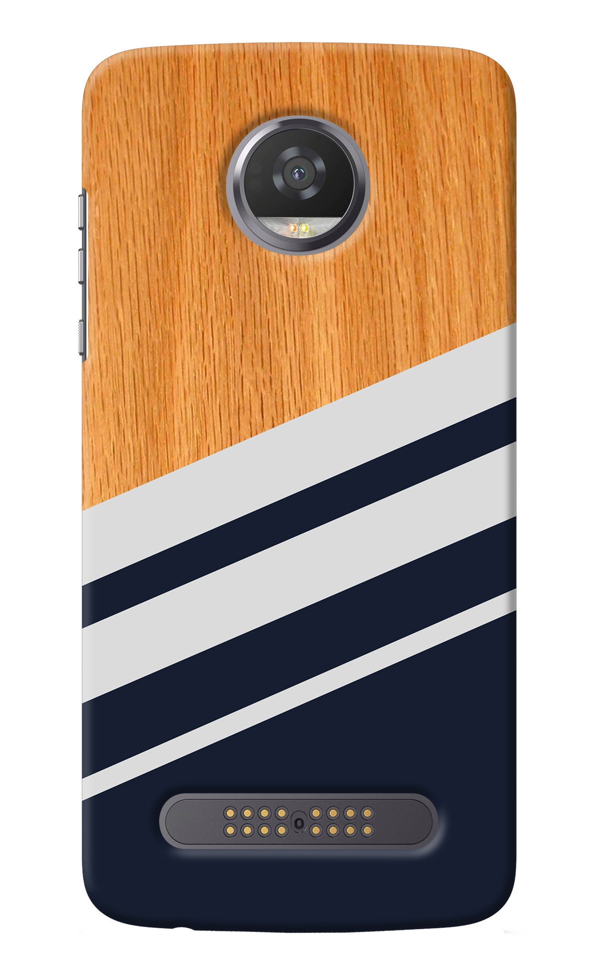 Blue and white wooden Moto Z2 Play Back Cover