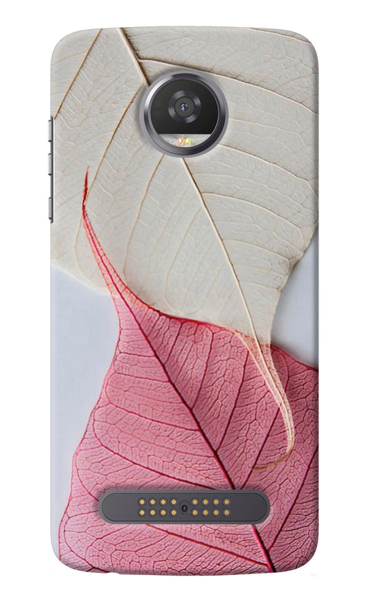 White Pink Leaf Moto Z2 Play Back Cover