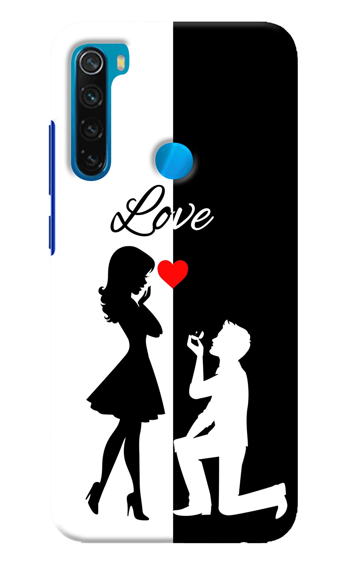 Love Propose Black And White Redmi Note 8 Back Cover