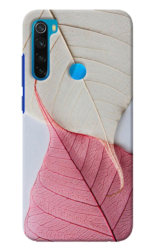 White Pink Leaf Redmi Note 8 Back Cover