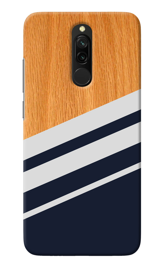 Blue and white wooden Redmi 8 Back Cover