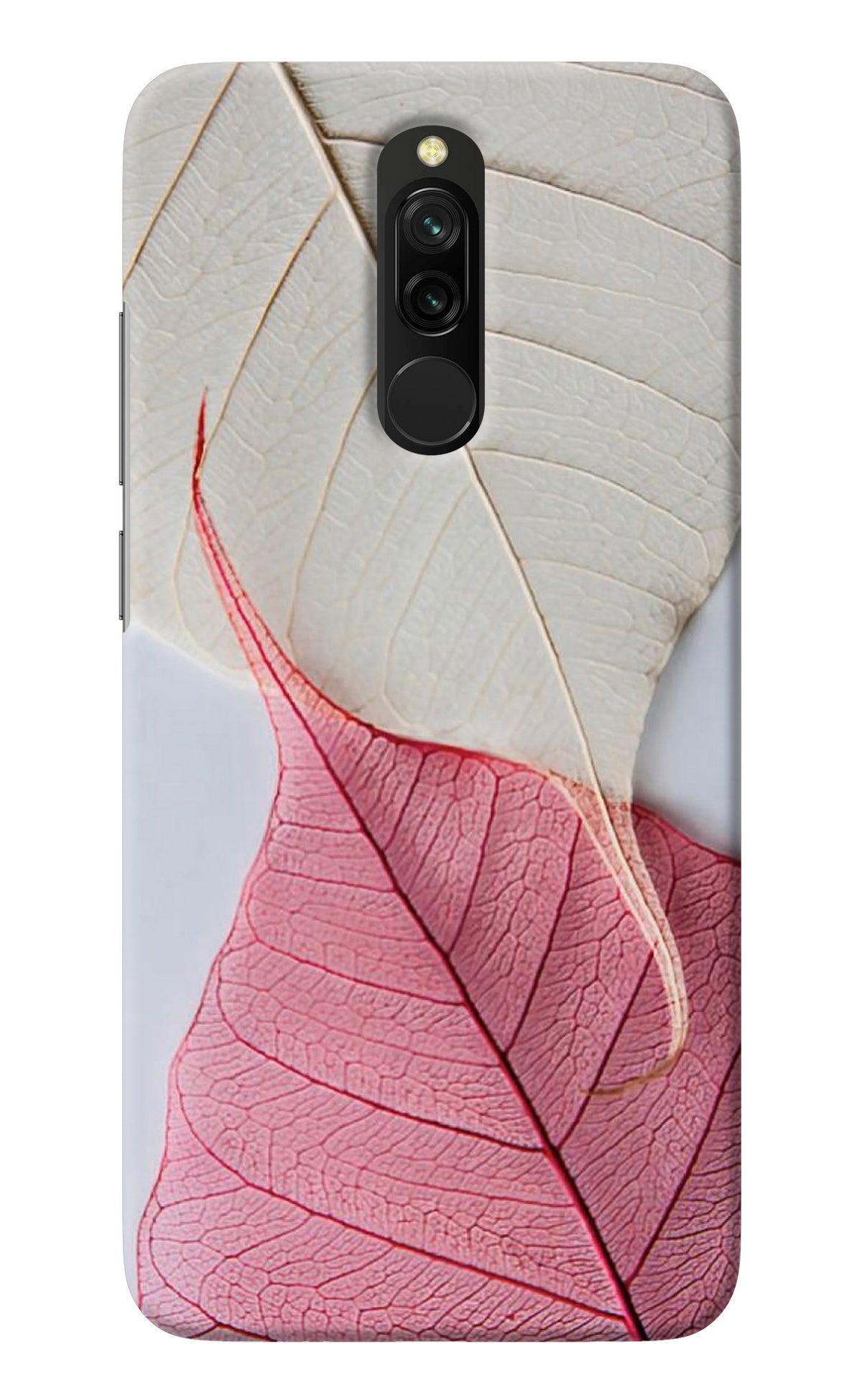 White Pink Leaf Redmi 8 Back Cover