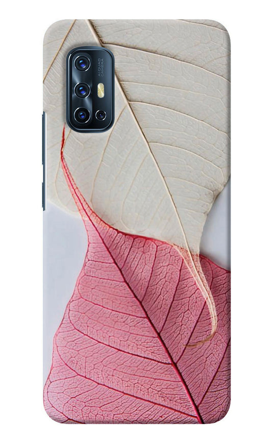 White Pink Leaf Vivo V17 Back Cover