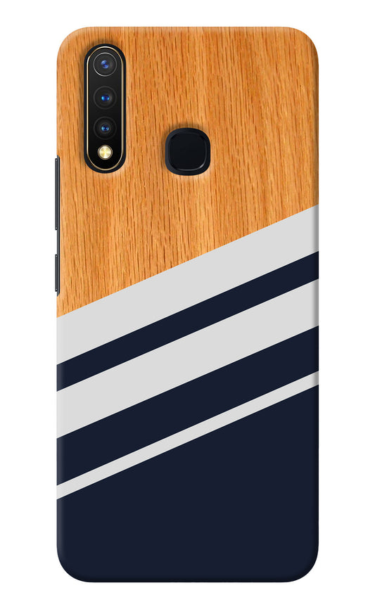 Blue and white wooden Vivo Y19/U20 Back Cover