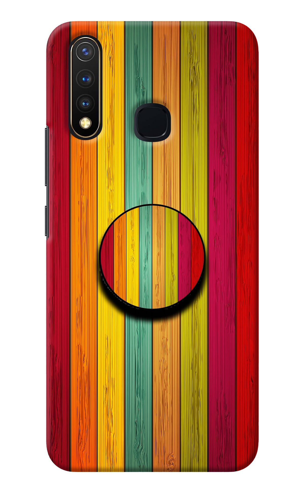 Multicolor Wooden Vivo Y19/U20 Pop Case