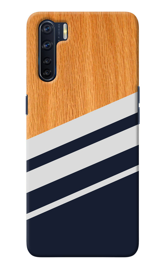 Blue and white wooden Oppo F15 Back Cover