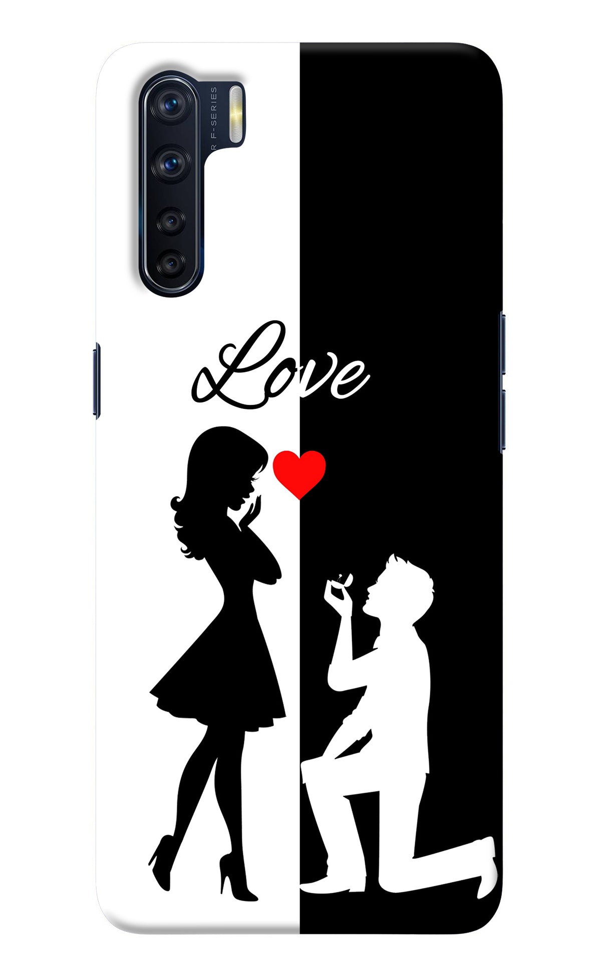 Love Propose Black And White Oppo F15 Back Cover