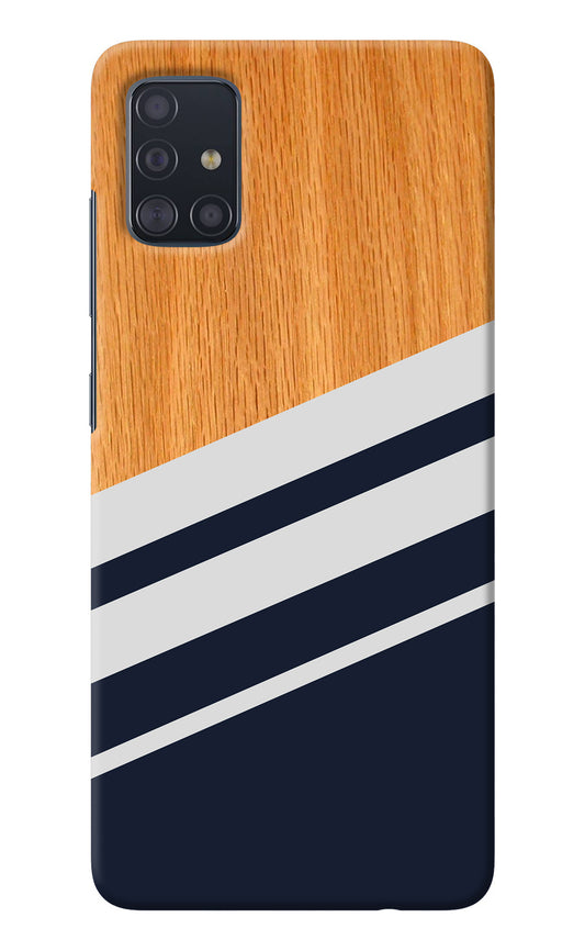 Blue and white wooden Samsung A51 Back Cover