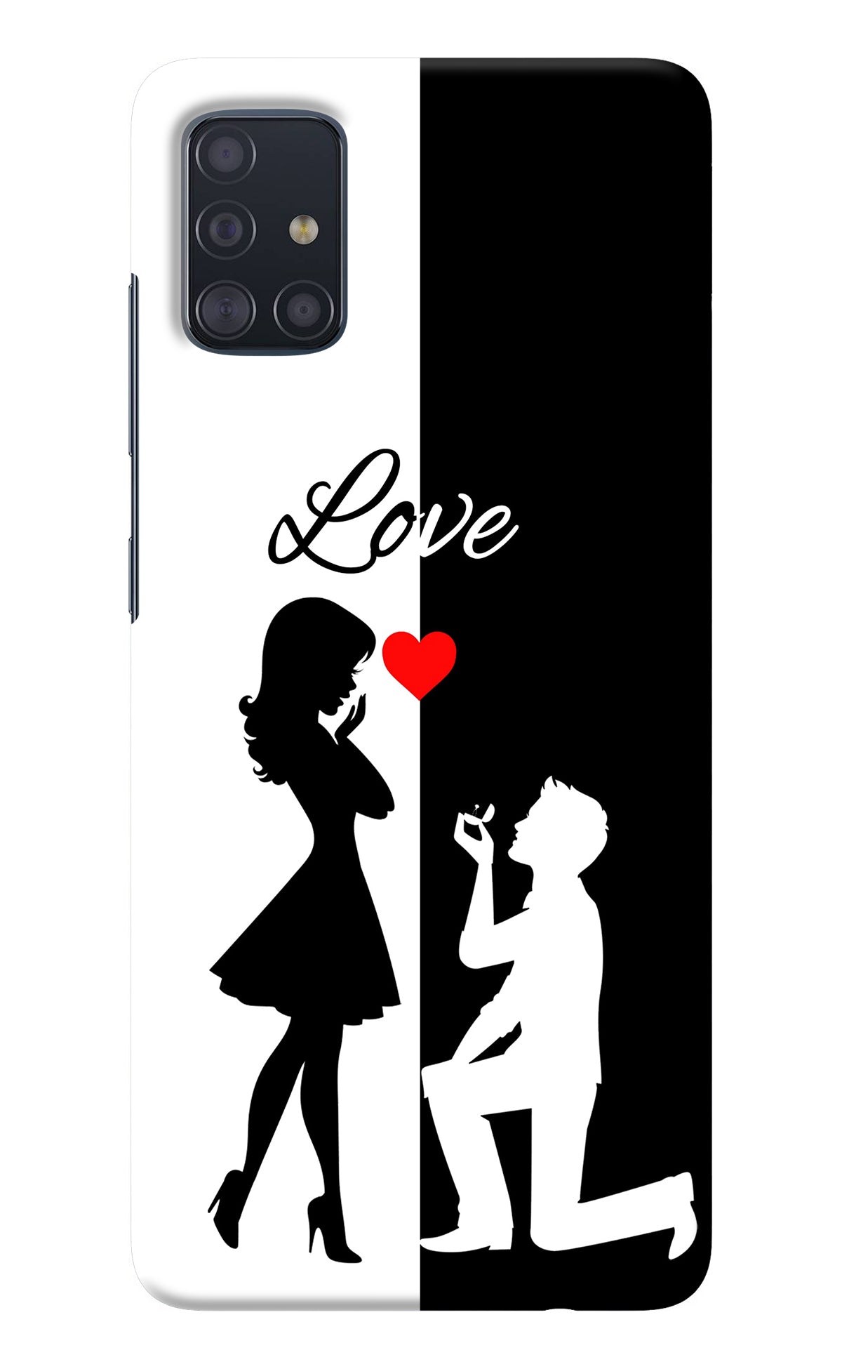 Love Propose Black And White Samsung A51 Back Cover