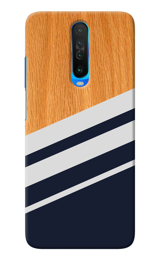 Blue and white wooden Poco X2 Back Cover