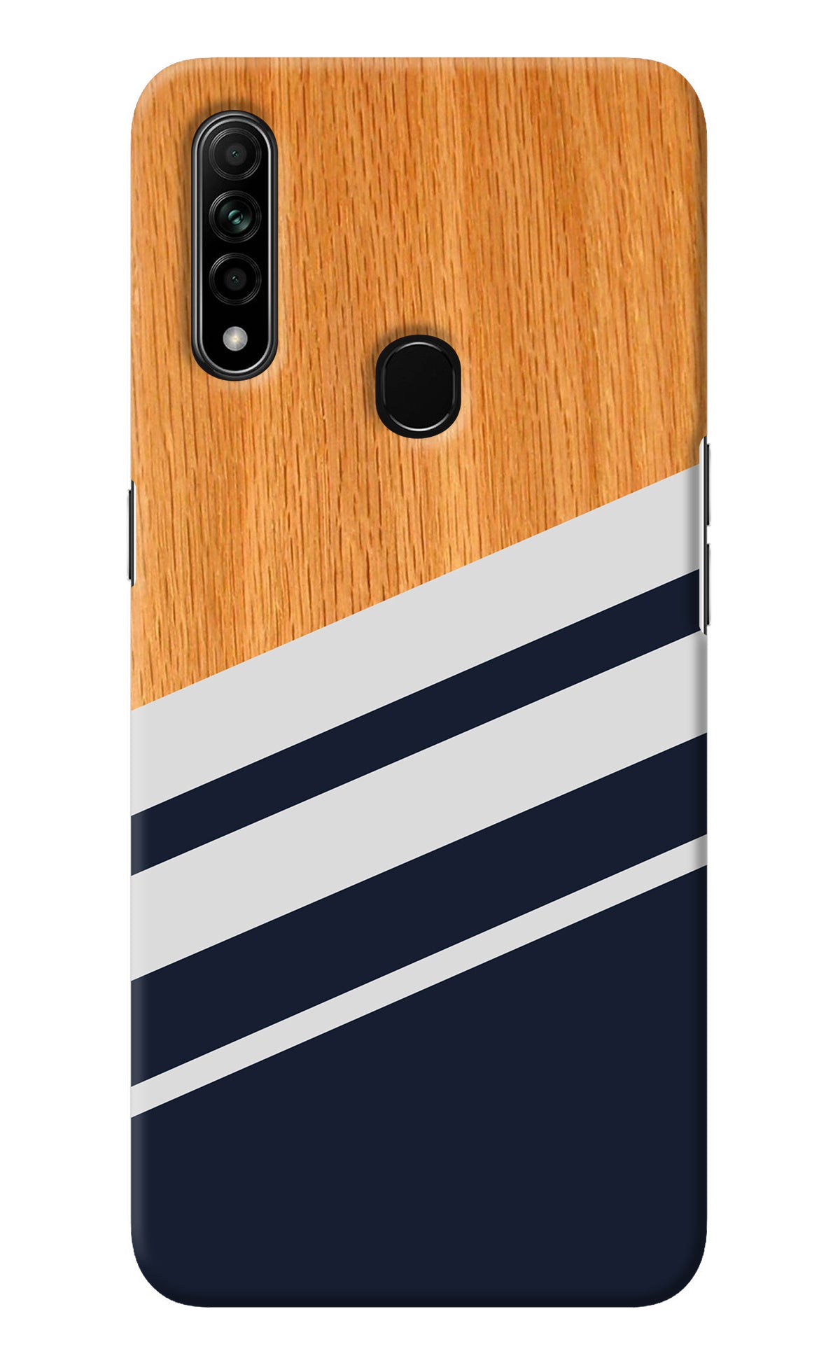 Blue and white wooden Oppo A31 Back Cover