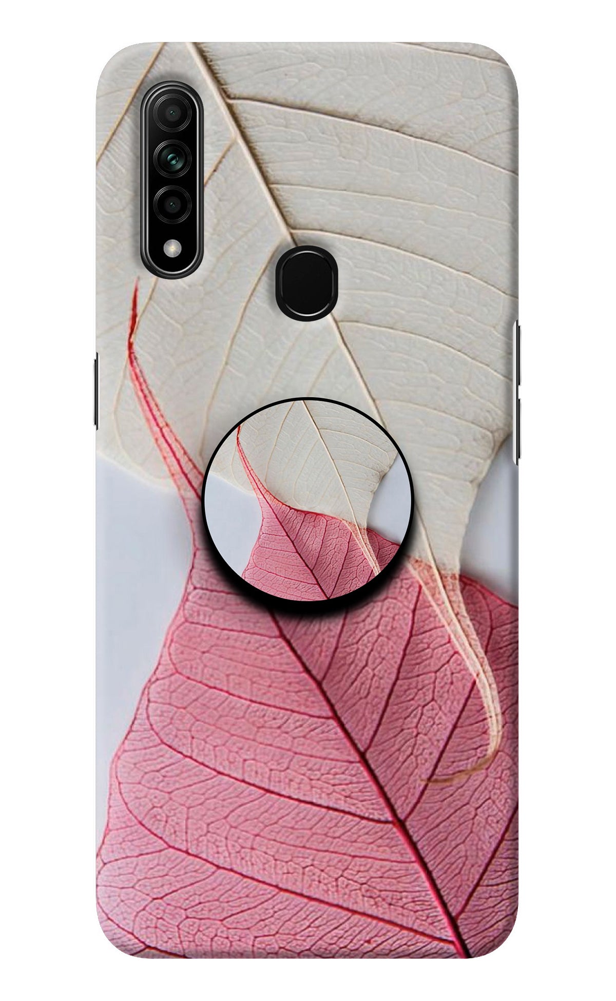 White Pink Leaf Oppo A31 Pop Case