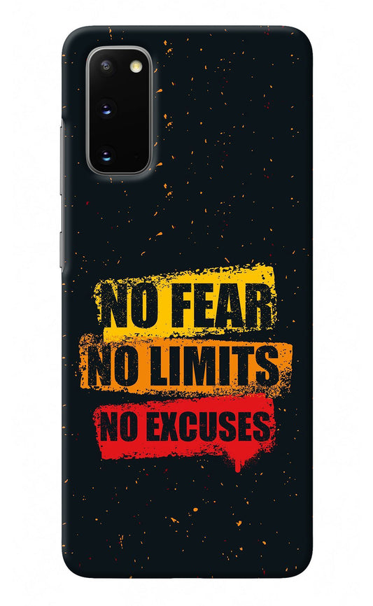 No Fear No Limits No Excuse Samsung S20 Back Cover