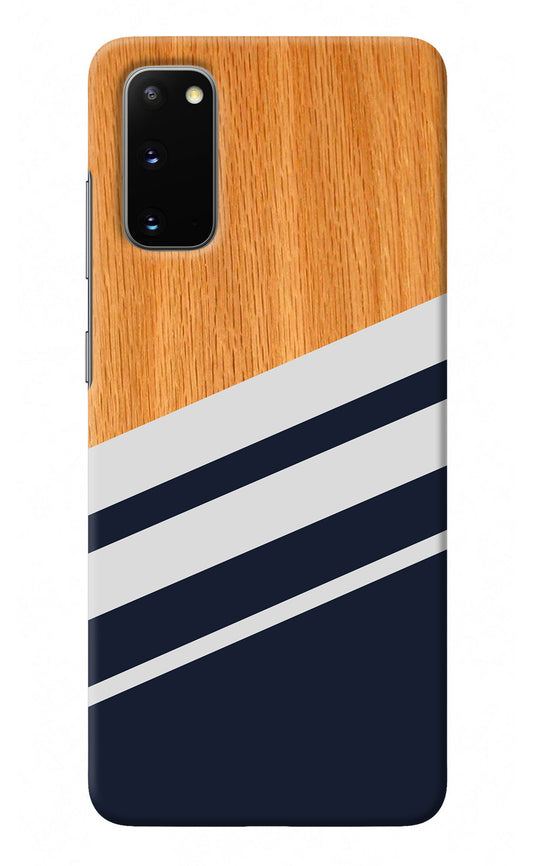 Blue and white wooden Samsung S20 Back Cover