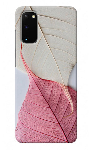 White Pink Leaf Samsung S20 Back Cover