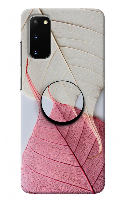 White Pink Leaf Samsung S20 Pop Case