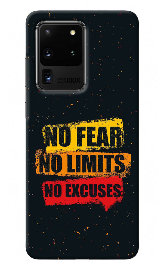 No Fear No Limits No Excuse Samsung S20 Ultra Back Cover