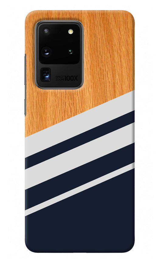 Blue and white wooden Samsung S20 Ultra Back Cover