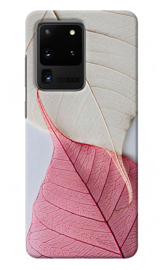 White Pink Leaf Samsung S20 Ultra Back Cover