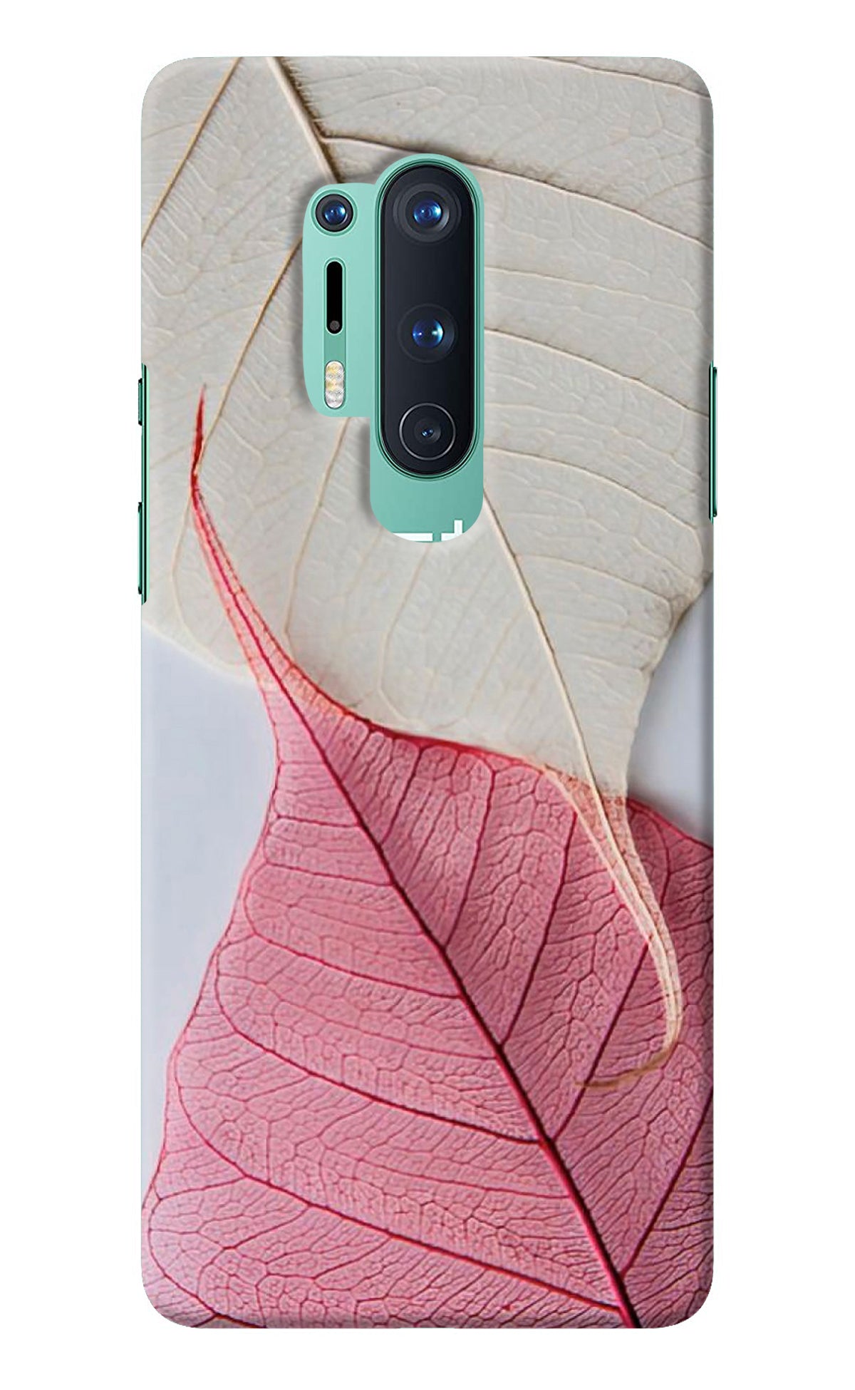 White Pink Leaf Oneplus 8 Pro Back Cover