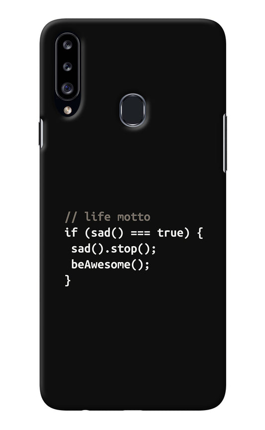 Life Motto Code Samsung A20s Back Cover