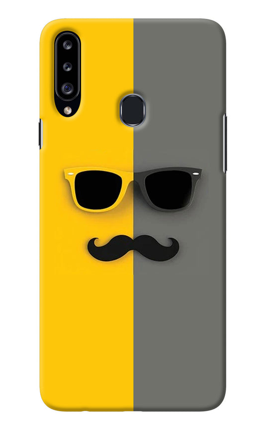 Sunglasses with Mustache Samsung A20s Back Cover