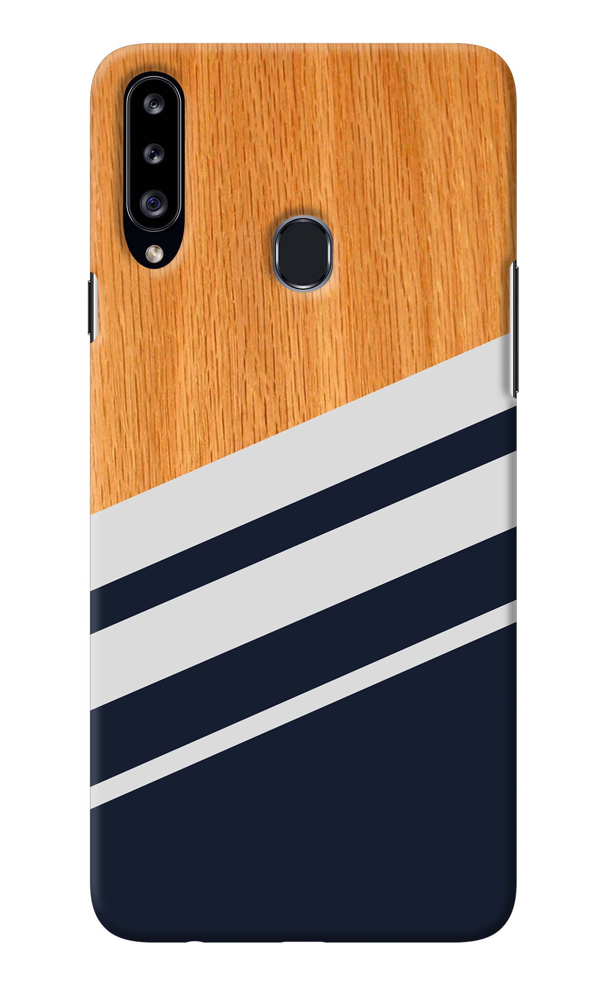 Blue and white wooden Samsung A20s Back Cover